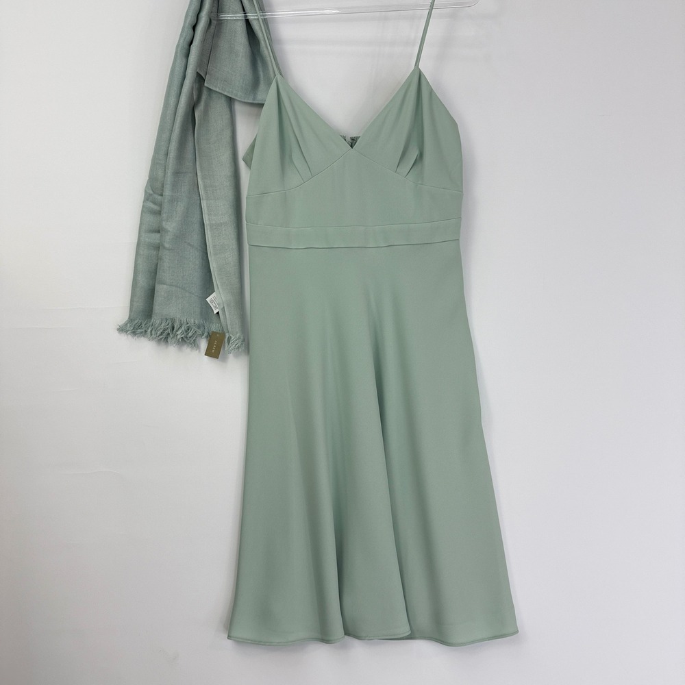 J.Crew Cocktail Dress Women 8 Sage Green B9650 Spaghetti Strap With Wrap Set